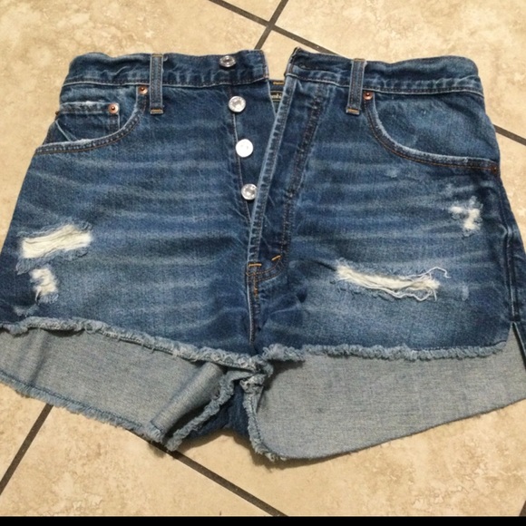 Abercrombie & Fitch Denim Button Fly Shorts Size 24 - Picture 2 of 7